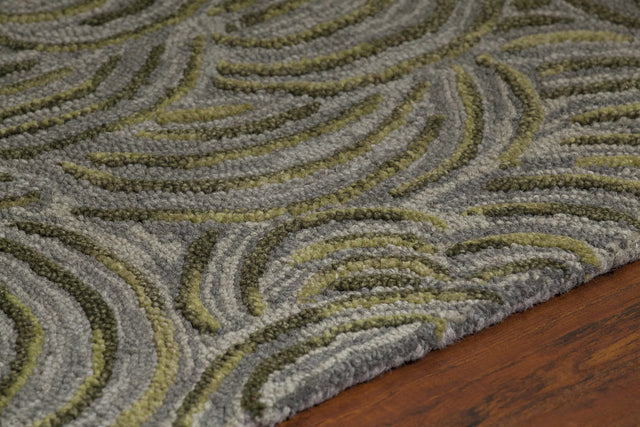 Chandra Leia LEI-42202 Green and Grey rug, side detail view