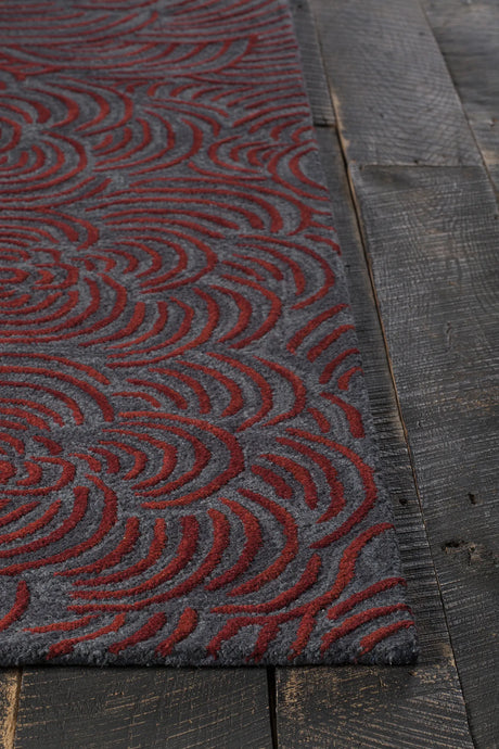 Chandra Leia LEI-42203 Red and Grey rug, corner detail