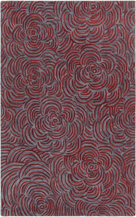 Chandra Leia LEI-42203 Red and Grey rug, flat view