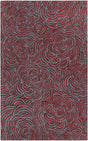 Chandra Leia LEI-42203 Red and Grey rug, flat view