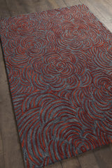 Chandra Leia LEI-42203 Red and Grey rug, angled side view
