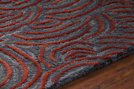 Chandra Leia LEI-42203 Red and Grey rug, side detail view
