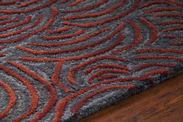 Chandra Leia LEI-42203 Red and Grey rug, side detail view