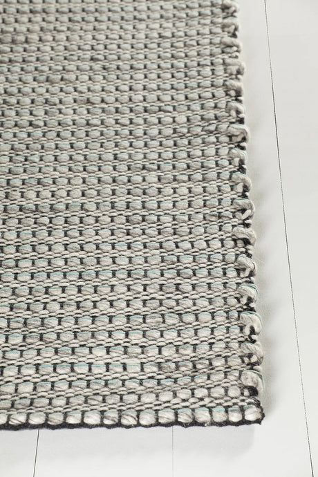 Chandra Lena LEN-44600 Teal and White and Grey and Black rug, corner detail