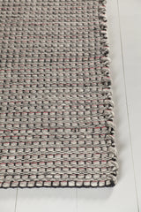 Chandra Lena LEN-44601 Red and White and Grey and Black rug, corner detail