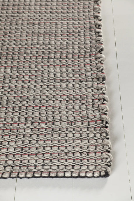 Chandra Lena LEN-44601 Red and White and Grey and Black rug, corner detail