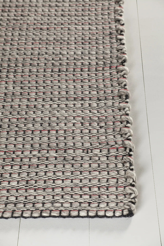 Chandra Lena LEN-44601 Red and White and Grey and Black rug, corner detail