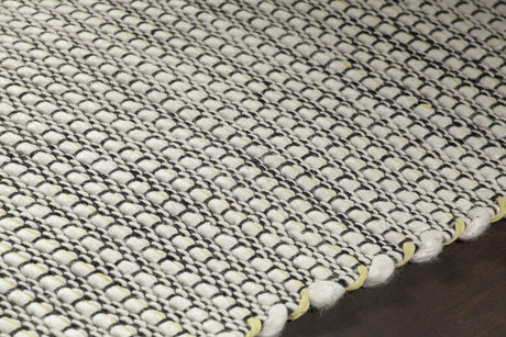 Chandra Lena LEN-44602 Green and White and Grey and Black rug, side detail view
