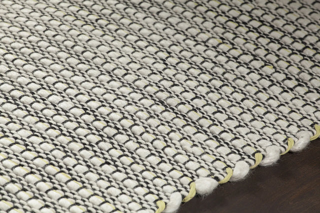 Chandra Lena LEN-44602 Green and White and Grey and Black rug, side detail view