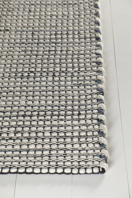 Chandra Lena LEN-44603 Blue and White and Grey and Black rug, corner detail