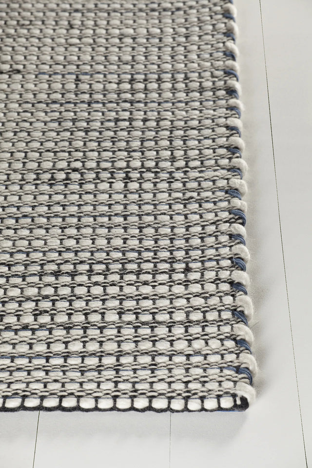 Chandra Lena LEN-44603 Blue and White and Grey and Black rug, corner detail