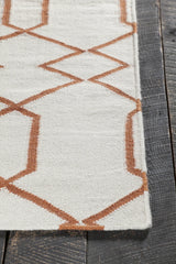 Chandra Lima LIM-25712 White and Orange rug, corner detail