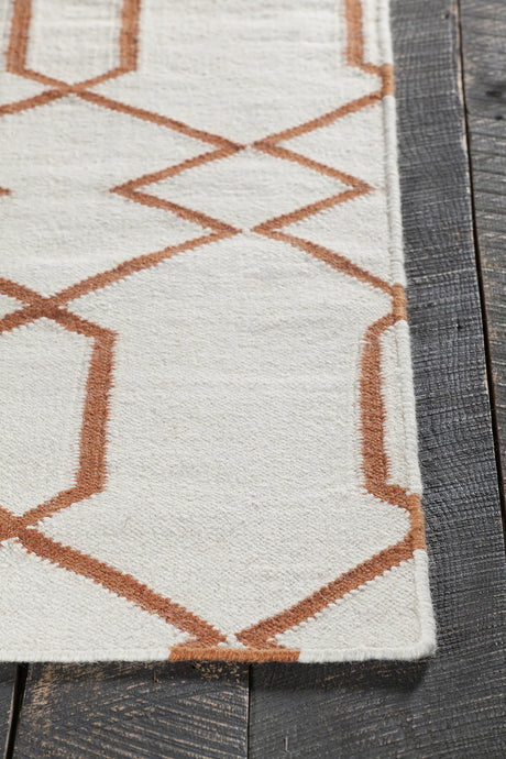 Chandra Lima LIM-25712 White and Orange rug, corner detail