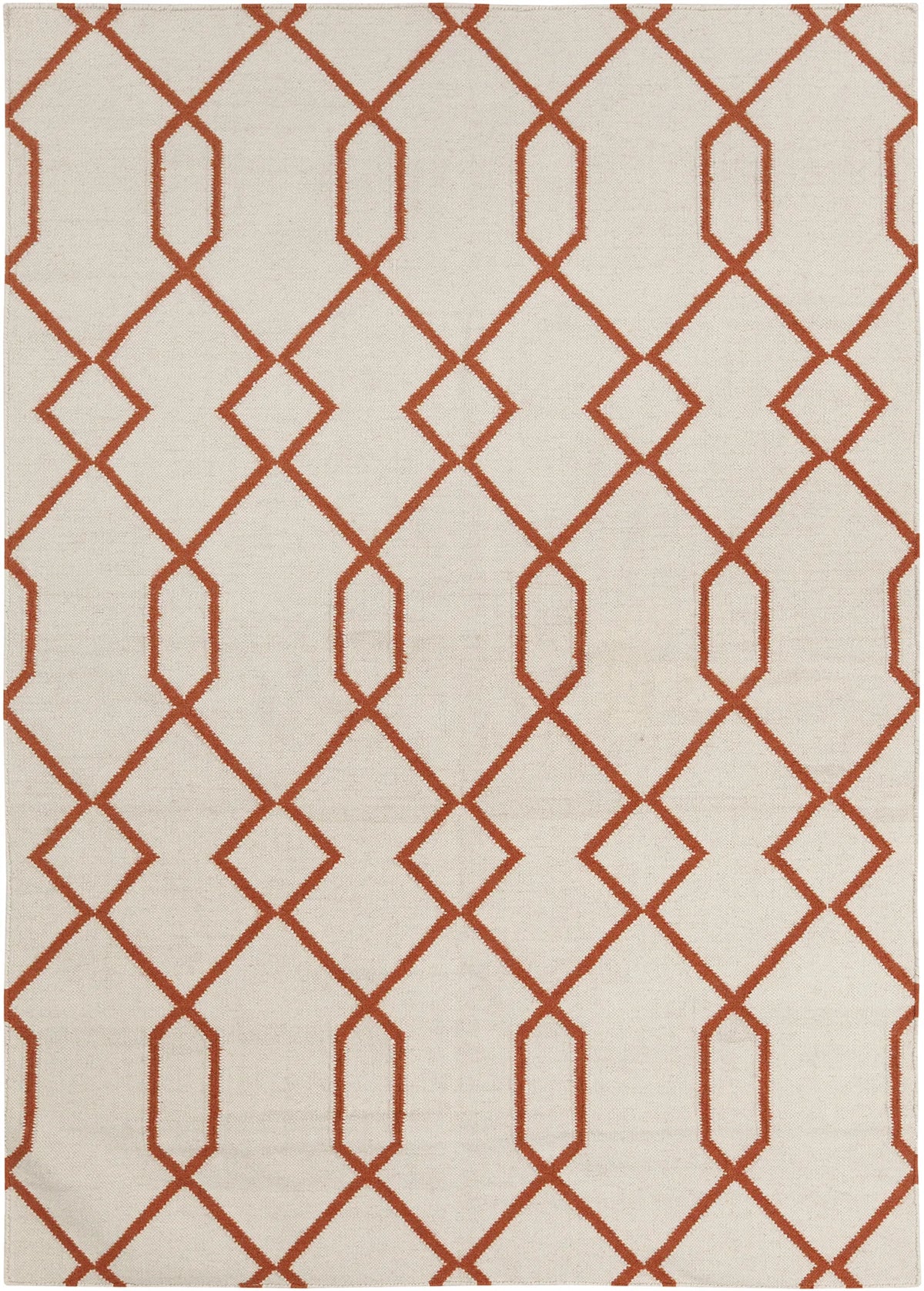 Chandra Lima LIM-25712 White and Orange rug, flat view