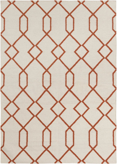 Chandra Lima LIM-25712 White and Orange rug, flat view