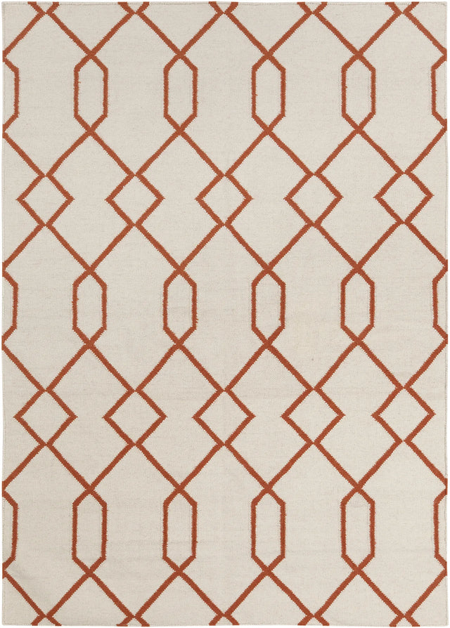 Chandra Lima LIM-25712 White and Orange rug, flat view