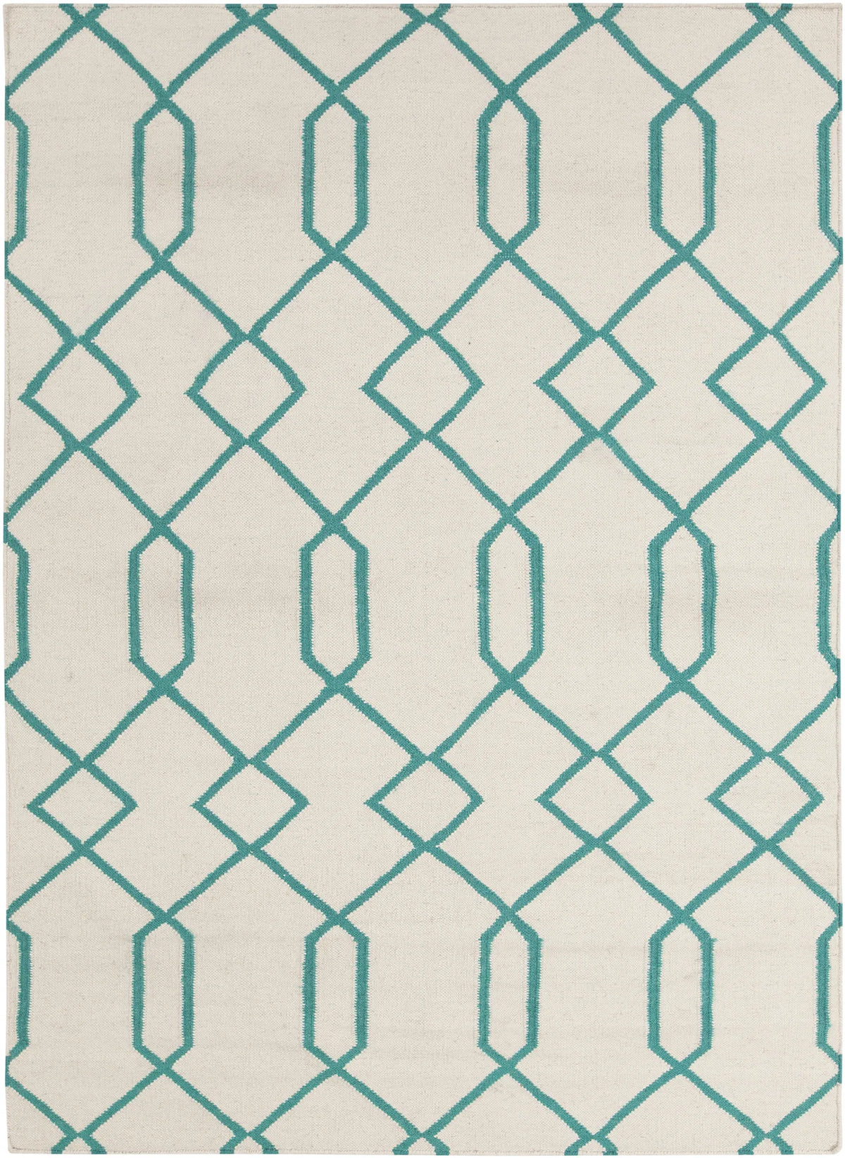 Chandra Lima LIM-25713 White and Teal rug, flat view