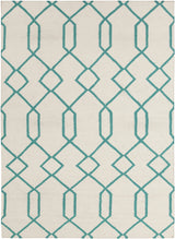 Chandra Lima LIM-25713 White and Teal rug, flat view
