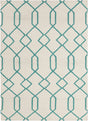 Chandra Lima LIM-25713 White and Teal rug, flat view