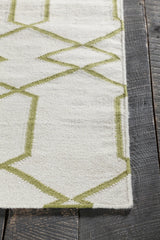 Chandra Lima LIM-25714 White and Green rug, corner detail
