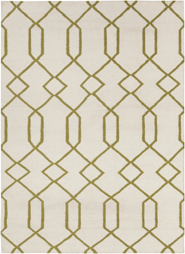 Chandra Lima LIM-25714 White and Green rug, flat view