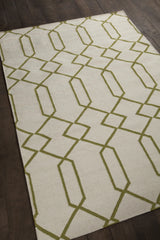 Chandra Lima LIM-25714 White and Green rug, angled side view