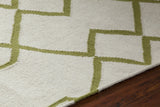 Chandra Lima LIM-25714 White and Green rug, side detail view