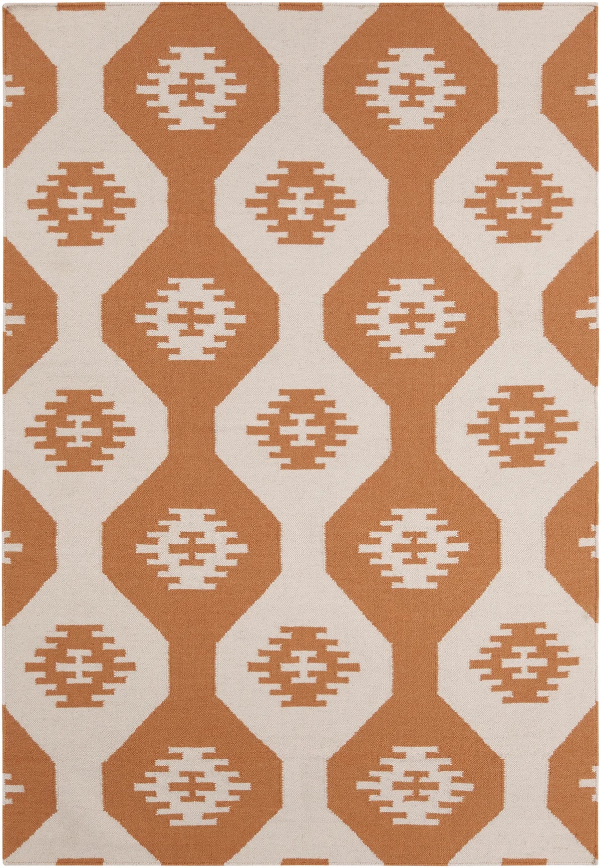 Chandra Lima LIM-25716 White and Orange rug, flat view