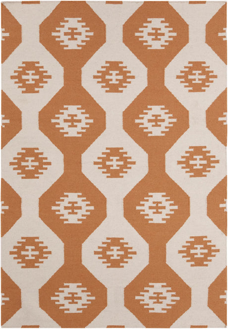Chandra Lima LIM-25716 White and Orange rug, flat view