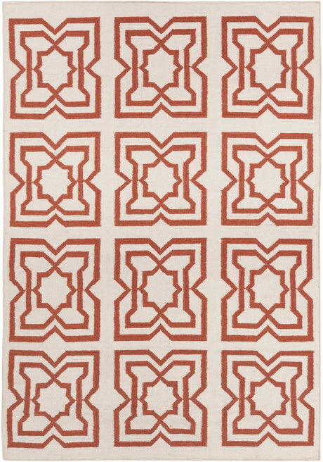 Chandra Lima LIM-25719 White and Orange rug, flat view