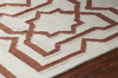 Chandra Lima LIM-25719 White and Orange rug, side detail view