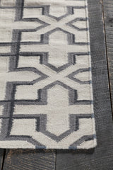 Chandra Lima LIM-25740 White and Grey and Black rug, corner detail