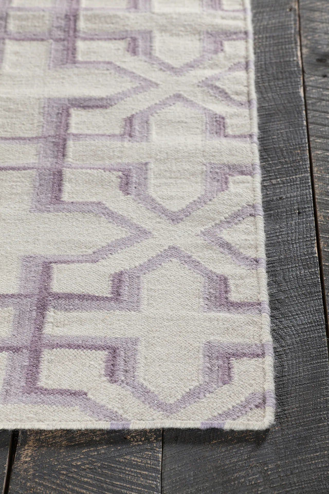 Chandra Lima LIM-25741 White and Purple and Lavendar rug, corner detail