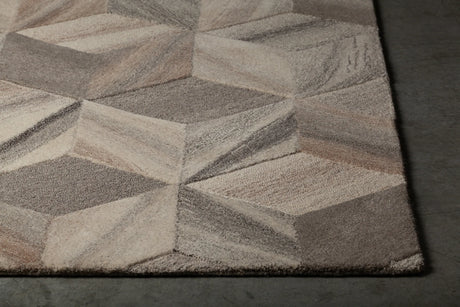 Chandra Lyril LYR-50200 Grey and Brown and Natural rug, corner detail