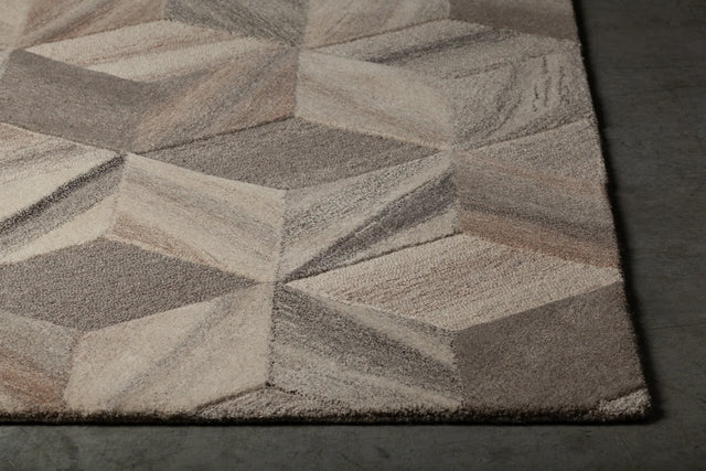 Chandra Lyril LYR-50200 Grey and Brown and Natural rug, corner detail