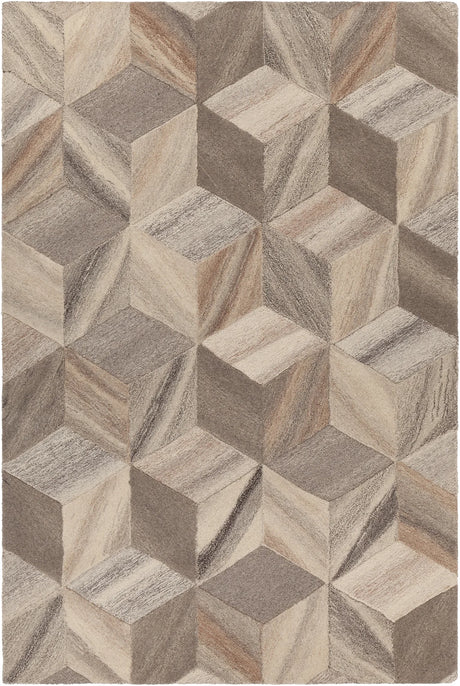 Chandra Lyril LYR-50200 Grey and Brown and Natural rug, flat view