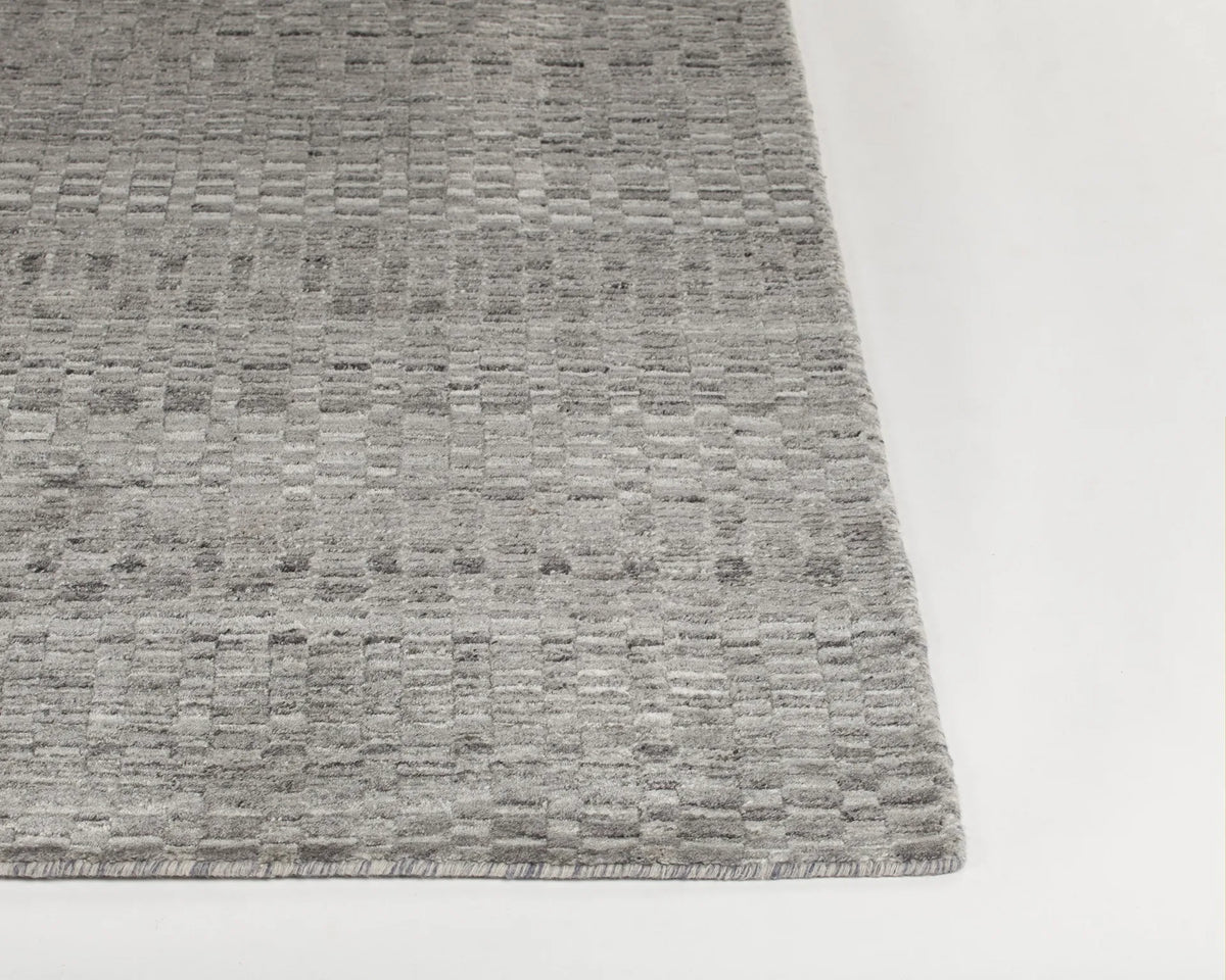 Chandra Melina MEL-46200 Grey and Silver rug, corner detail