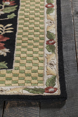 Chandra Metro MET-532 Black and Gold and Green and Brown rug, corner detail