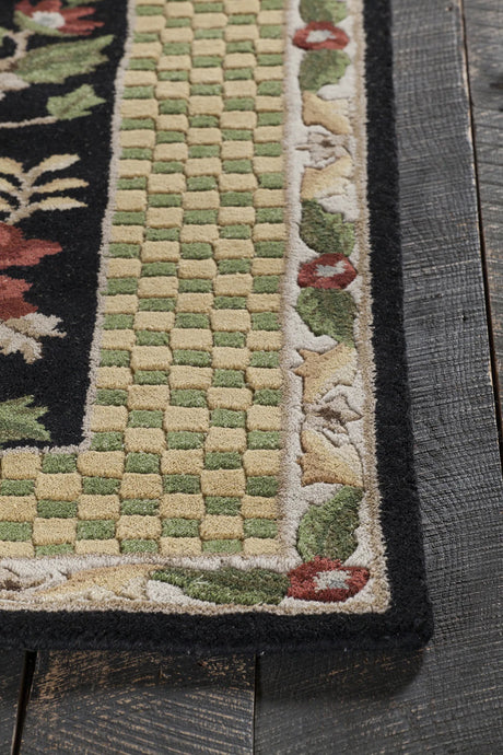 Chandra Metro MET-532 Black and Gold and Green and Brown rug, corner detail