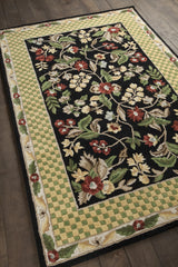 Chandra Metro MET-532 Black and Gold and Green and Brown rug, angled side view