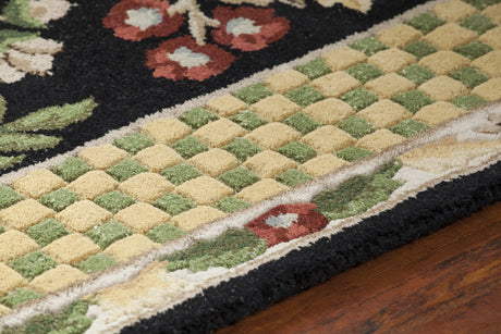 Chandra Metro MET-532 Black and Gold and Green and Brown rug, side detail view
