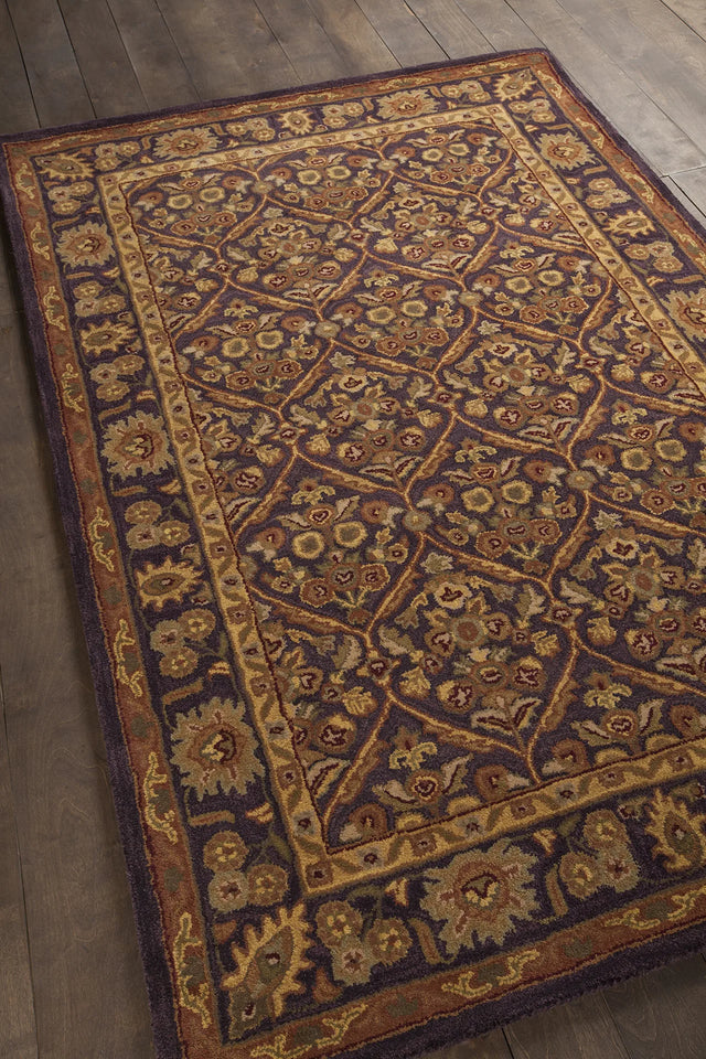 Chandra Metro MET-563 Brown and Yellow and Green and Beige rug, angled side view