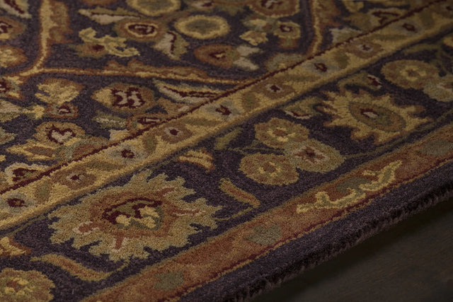 Chandra Metro MET-563 Brown and Yellow and Green and Beige rug, side detail view