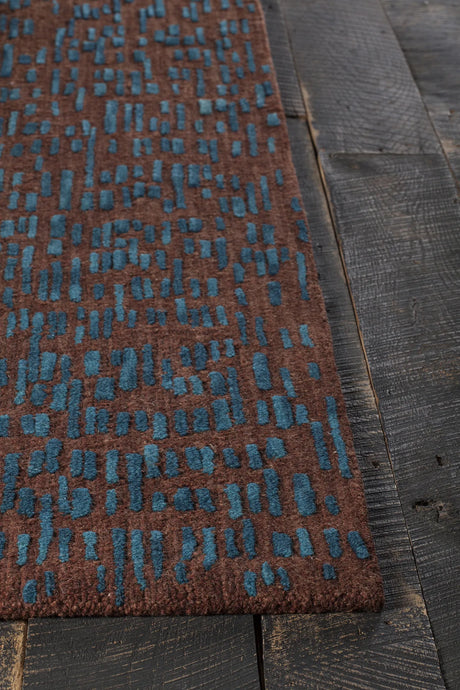 Chandra Misty MIS-42300 Brown and Blue rug, corner detail