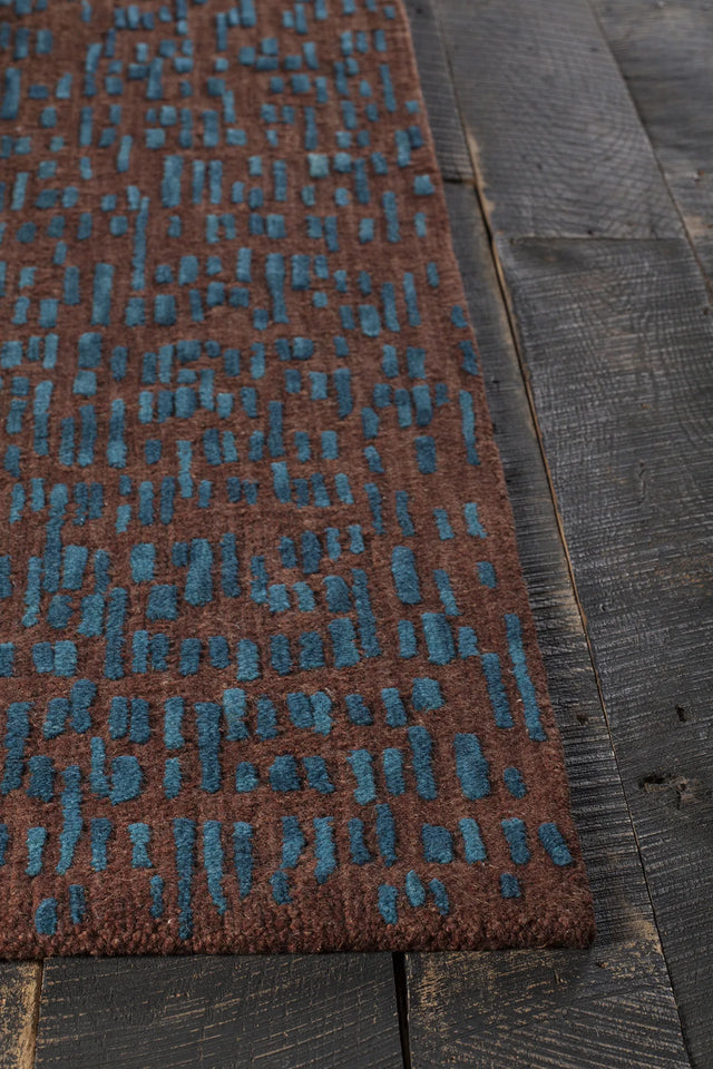 Chandra Misty MIS-42300 Brown and Blue rug, corner detail