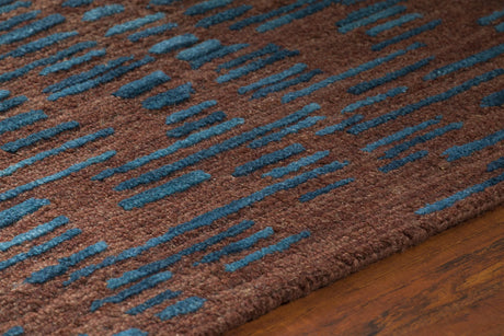 Chandra Misty MIS-42300 Brown and Blue rug, side detail view