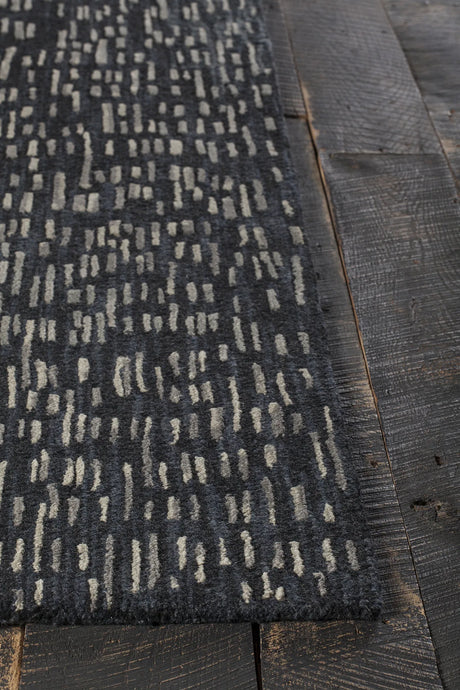Chandra Misty MIS-42301 Black and Grey rug, corner detail
