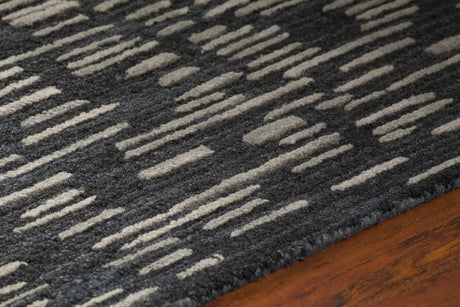 Chandra Misty MIS-42301 Black and Grey rug, side detail view