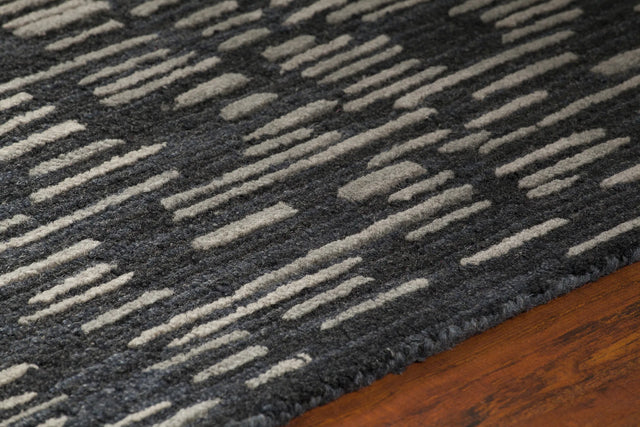 Chandra Misty MIS-42301 Black and Grey rug, side detail view