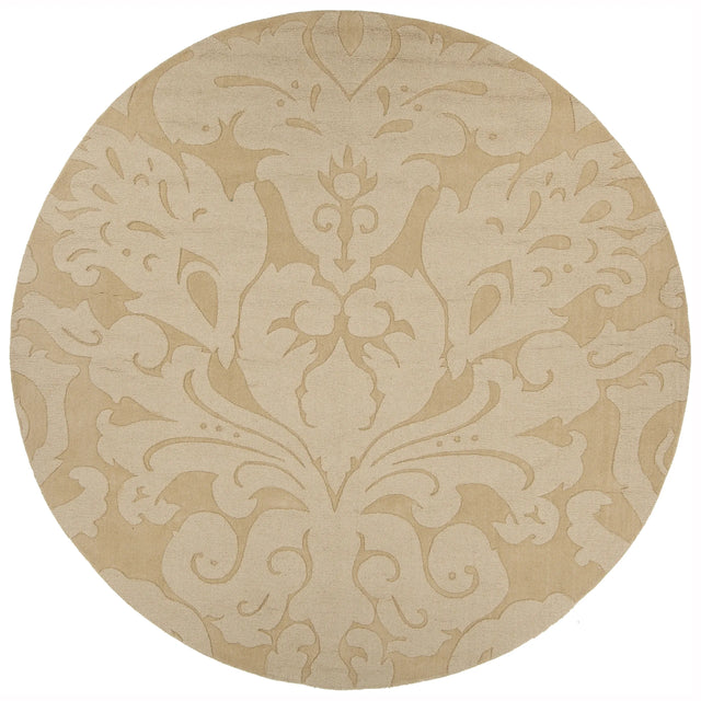 Chandra Mystica MYS-29806 Light Gold round rug, flat view